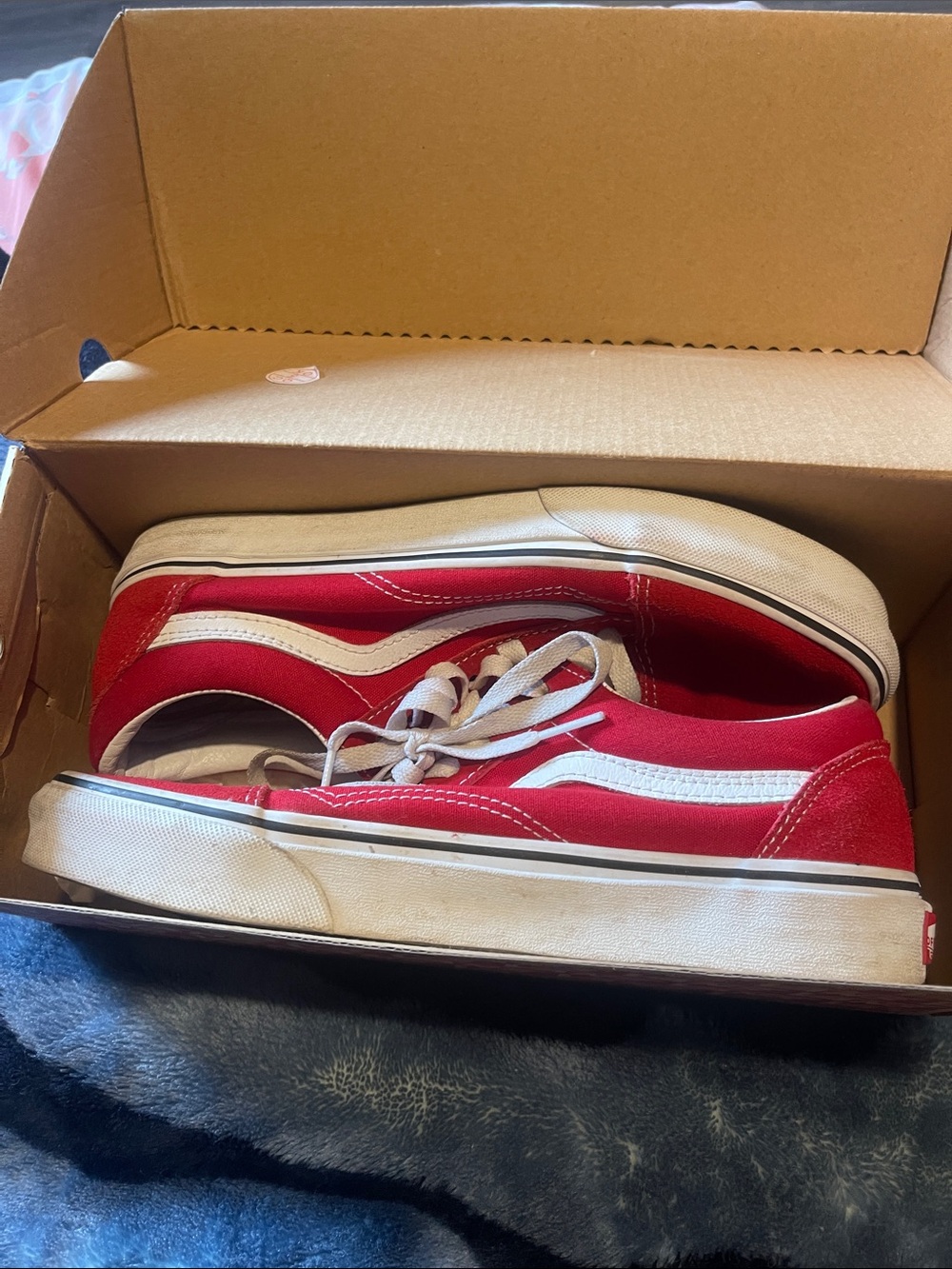 Vans red and white Old Skool sneakers